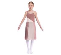 renvena Robe De Bal Enfant Latin Justaucorps Robe De Danse Classique Tulle Robe De Patinage Artistique Ballerine Body De Danse Samba Rumba Salsa Jazz Danse Moderne Brun Clair 5-6 Ans
