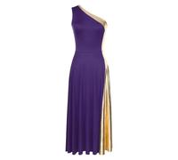 renvena Robe De Bal Lyrique Femme Élégante Robe De Danse Classique À Une Épaule Robe De Danse Moderne Spectacle Tenue De Danse Violet L