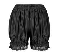 renvena Sousvêtement Femme Dentelle Jupon Citrouille Pumpkin Taille Élastique Culotte Sexy Bloomers Victorien Volant Lolitas Lingerie Intime Short Pantalon Noir Taille Unique