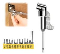 Renvoi d'Angle Visseuse Kit, 2025 Nouveau modèle Tête de tournevis incurvée multifonction, Embout Visseuse Axe hexagonal de 1/4 pouce Pour garages, travailleurs de la constructionf (Longue)