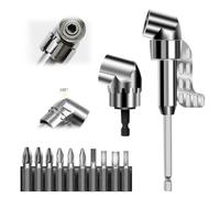 Renvoi d'Angle Visseuse Kit, 2025 Nouveau modèle Tête de tournevis incurvée multifonction, Embout Visseuse Axe hexagonal de 1/4 pouce Pour garages, travailleurs de la constructionf (Longue + Courte)