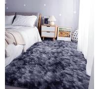 RENWEIWEI Grand Tapis Salon 140 x 220 cm Uni Brillant Douillet Tapis Moelleux Salon Facile à Nettoyer pour Chambre à Coucher, Couloir, Gris Foncé
