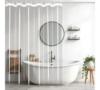 RENWEIWEI Rideau Douche 130 x 135 cm Anti Moisissure et Imperméable Rideau de Salle de Bain avec Crochets avec Œillets Métalliques et Crochets pour Baignoire et Salle de Bains, Couleur Transparente