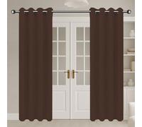 RENWEIWEI Rideau Occultant avec Œillets 240 x 240 cm Tenture Opaque à Oeillets Isolation Lumiere Anti UV Rideaux Beige à Oeillets Installation Facile pour Chambre Maison, Brun