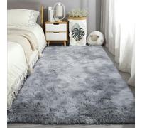 RENXTAO Grand Tapis Salon 190 x 370 cm Uni Brillant Douillet Tapis Moelleux Salon Facile à Nettoyer pour Chambre à Coucher, Couloir, Gris Clair