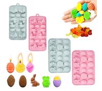 Renyzk Lot de 4 Moules à Chocolat en Silicone Pour PâQues, œUf, Lapin, Canard, Panier à Bonbons, Moule à GâTeau de PâQues, Moule à GâTeau Pour Faire du Chocolat, des GâTeaux, des Biscuits, des