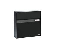 RENZ Erwin 610 610101 - Boîte aux Lettres Design - Couleur : Noir Profond - RAL 9005M - avec Plaque Nominative - Serrure de sécurité - Dimensions : 117 x 375 x 375 mm
