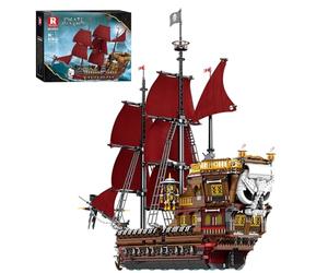 Reobrix 66010 - Modèle bateau pirate - Briques de construction - Jouet - Cadeau pour enfants et adultes - Décoration de maison