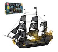 Reobrix 66036 Bateau Pirate Black Pearl avec LED, Grande Maquette de Bateau à Construire, Aventure du Navire Fantôme Cadeau Saint-Valentin pour Adultes, Adolescents, Garçons, Décoration (4304 Pièces)