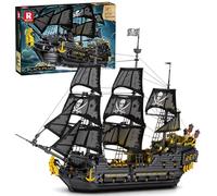 Reobrix 66036 Bateau pirate - Jouet de construction - 4910 pièces - Grand bateau noir nacré - Avec lumière - MOC - Kit de modélisation - Pour adultes et adolescents (2)