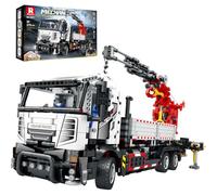 Reobrix Blocs de construction multifonctionnels 22011, grue de contrôle avec interrupteur à distance, bras robotique qui peut être tourné et soulevé modèle de camion grue pour adulte 2178 pièces