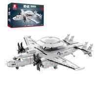 Reobrix E-2 Hawkeye Ensemble de construction d'avion militaire - Kit de construction d'avion de chasse d'avertissement 33029 - Jouet de construction aéroporté pour adultes, garçons de 8 à 12 ans