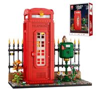 Reobrix Ensemble de blocs de construction de cabine téléphonique pour adultes avec lumières LED 66609, modèle de cabine téléphonique rouge de Londres, jouet de construction rétro pour adultes et