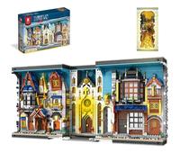 Reobrix Ensemble de Construction Architectural médiéval avec éclairage, Serre-Livres représentant Une Rue européenne du Moyen Âge, kit de Construction DIY pour Adultes et Adolescents de 14+