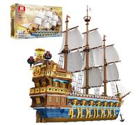 Reobrix Ensemble de construction de navire pirate Royal pour adultes, modèle de navire de 2858 pièces, navire pirate de collection luxueux 66011, set architectural cadeau pour 14+.