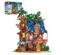 Reobrix Jeu de Construction de cabane médiévale éclairée, Objet de Collection Architectural ou décoration pour la Maison ou Le Bureau, kit de Construction créatif européen 66008