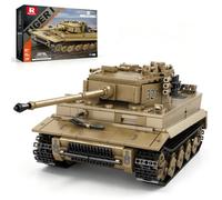 Reobrix Kit de Construction Char Tiger I, World of Tanks Modèle Militaire | 1:28 Maquette de Char Tiger I, Intérieur Très Détaillé, Tourelle Rotative à 360°, 77031 Modèle WW2 pour Adultes, 1138 Pièces