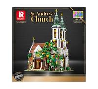 Reobrix Kit de Construction de l'église Saint-André avec lumières LED, kit de Maquette Modulaire à Collectionner, Ensemble de Construction, Décoration pour la Maison ou Le Bureau, 3087 pièces