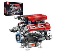 Reobrix Kit de construction mécanique V8 pour adultes, 1101 pièces avec mouvement moteur réaliste avec moteur, ensemble d'ingénierie de construction de moteur de voiture, cadeau éducatif STEM pour les