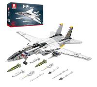 Reobrix Kit F-14 Tomcat 1600 pièces, ailes mobiles, modèle d'avion militaire pour adultes et enfants à partir de 14 ans, non pliable