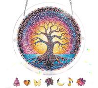 Reofrey Attrape-Soleil Puzzle en Acrylique Arbre, Suncatcher Puzzles Classiques, Suspendre Fenêtre Ornement, Décoration Maison Salon Chambre Jardin Balcon, 18 cm