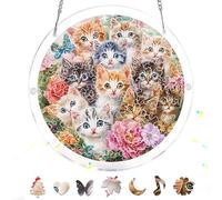 Reofrey Attrape-Soleil Puzzle en Acrylique Chat, Suncatcher Puzzles Classiques, Suspendre Fenêtre Ornement, Décoration Maison Salon Chambre Jardin Balcon, 18 cm