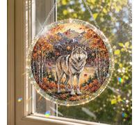 Reofrey Attrape-Soleil Puzzle en Acrylique, Loup Automne Suncatcher Puzzles Classiques, Suspendre Fenêtre Ornement, Décoration Maison Salon Chambre Jardin Balcon, 18 cm