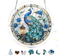 Reofrey Attrape-Soleil Puzzle en Acrylique Paon, Suncatcher Puzzles Classiques, Suspendre Fenêtre Ornement, Décoration Maison Salon Chambre Jardin Balcon, 18 cm