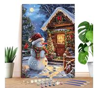 Reofrey - Bonhomme de neige Peinture Numero Adulte Peinture Enfants | Noël Peinture par numéros Kits | Set Peinture Acrylique DIY avec pinceaux | 40x50 cm sans Cadre