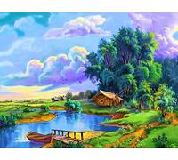 Reofrey Diamond Painting 5D Diamant Peinture Paysage Arbre Peinture à l'huile DIY Cristal Strass Peinture Plein Forage Broderie Artisanat Point De Croix Chambre Salon Décoration Murale 40x50cm 004
