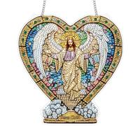 Reofrey Diamond Painting Adulte Pendentif avec Chaîne Jésus, 20x20 cm Hanging Diamant Painting Double Face, Attrape-Soleil en Cristaux DIY, pour Jardin Maison mur Décoration de Fenêtre Et de Porte