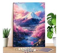 Reofrey - Fleurs De Cerisier Peinture Numero Adulte Peinture Enfants | Paysage Peinture par Numéros Kits | Set Peinture Acrylique DIY avec pinceaux | 40x50 cm sans Cadre