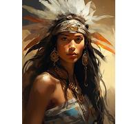 Reofrey Kits d'art diamant à faire soi-même pour adultes - Beauté indienne - Kit de peinture diamant rond - Toile à broder au point de croix pour travaux manuels, décoration d'intérieur - 30 x 40 cm x