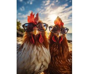 Reofrey Kits d'art diamant à faire soi-même pour adultes - Coq - Kit de peinture à strass ronds - Toile à broder au point de croix pour travaux manuels et décoration d'intérieur - 30 x 40 cm x 30 cm