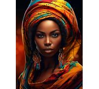 Reofrey Kits d'art diamant à faire soi-même pour adultes, femmes africaines, kits de peinture à strass ronds, broderie au point de croix, toile pour travaux manuels, décoration d'intérieur, 30 x 40 cm