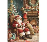 Reofrey - Le père Noël Peinture Numero Adulte Peinture Enfants | Noël Peinture par numéros Kits | Set Peinture Acrylique DIY avec pinceaux | 40x50 cm sans Cadre