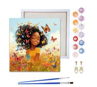 Reofrey Peinture Numero Adulte Peinture Enfants avec Cadre Femmes Africaines | 20x20cm Peinture par Numéros Kits | Set Peinture Acrylique DIY avec Pinceau