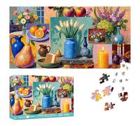 Reofrey Puzzle 1000 Pieces - Bougies Florales Aux Fruits, Puzzle Adulte Forme Spéciale, Défi Impossible Jeu Familial Amusant & Décoration Murale 41x80cm - Idée Cadeau pour Amateurs Puzzles Classiques