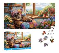 Reofrey Puzzle 1000 Pieces - Chaise pour Chat Jardin, Puzzle Adulte Forme Spéciale, Défi Impossible Jeu Familial Amusant & Décoration Murale 41x80cm - Idée Cadeau pour Amateurs De Puzzles Classiques