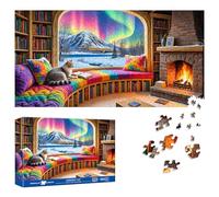 Reofrey Puzzle 1000 Pieces - Chat Aurora, Puzzle Adulte Forme Spéciale, Défi Impossible Jeu Familial Amusant & Décoration Murale 41x80cm - Idée Cadeau pour Amateurs De Puzzles Classiques