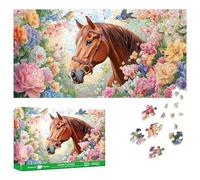 Reofrey Puzzle 1000 Pieces - Fleurs de Cheval, Puzzle Adulte Forme Spéciale, Défi Impossible Jeu Familial Amusant & Décoration Murale 41x80cm - Idée Cadeau pour Amateurs De Puzzles Classiques