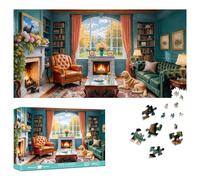 Reofrey Puzzle 1000 Pieces - Intérieur Élégant Sérénité, Puzzle Adulte Forme Spéciale, Défi Impossible Jeu Familial Amusant & Décoration Murale 41x80cm - Idée Cadeau pour Amateurs Puzzles Classiques