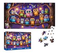 Reofrey Puzzle 1000 Pieces - Rassemblement Nocturne Hibou, Puzzle Adulte Forme Spéciale, Défi Impossible Jeu Familial Amusant & Décoration Murale 41x80cm - Idée Cadeau Pour Amateurs Puzzles Classiques