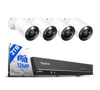 Reolink 12MP Kit Caméra Surveillance, Caméra IP PoE avec Détection par IA | Kit Vidéo Surveillance avec 8CH 2To NVR, Détection de Personne/Véhicule, Vision Nocturne en Couleur, RLK8-1200B4-A