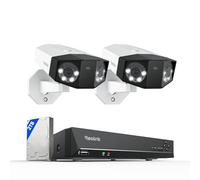 Reolink 16MP Caméra Surveillance PoE, 2X Duo 3 PoE avec Double Objectif Vue Panor à 180°, Suivi Mouvement, Vision Nocturne Couleur, Ensemble 4K PoE NVR 8 Canaux avec Disque Dur de 2TO
