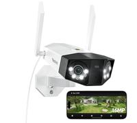 Reolink 16MP Caméra Surveillance WiFi, Panorama à 180°, Wi-Fi 6 Bi-Bande 2,4/5 GHz, Trajectoire Intégrée, Vision Nocturne Couleur, Détection Intelligente, Enregistrement 24/7, Etanche IP67, Duo 3 WiFi