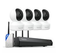 Reolink 4K 12CH WiFi NVR avec Wi-FI 6, HDD 2To Intégré, pour Caméras Reolink WiFi & Batterie (sauf Caméras 4G), 3K 5MP Caméra Surveillance Intérieure 360° PT, RLN12W + 4 E1 Pro