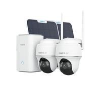 Reolink 4K 360° PT Camera Surveillance WiFi Exterieure sans Fil Kit, 2,4/5GHz WiFi, Vision Nocturne Couleur, Aucun Frais Mensuel, Stockage Local, Home Hub+2X Argus PT Ultra+Panneau Solaire