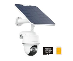Reolink 4K Camera Exterieur sans Fil Solaire 4G avec Carte Sim, Vision Nocturne Couleur, Détection Personne/Véhicule, Audio Bidirectionnel, Cloud Crypté, Go PT Ultr Panneau Solaire+Carte microSD 32Go