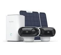 Reolink 4K Caméra Surveillance WiFi Exterieure sans Fil, Panorama à 180, Vision Nocturne ColorX, Wi-FI 6, sans Charges Mensuelles(Stockage Local), IP66, Home Hub+2X Argus 4 Pro+Panneau Solaire